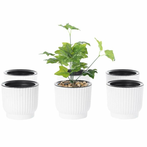Invernaculo 6.25 x 5.25 in. Flower Pot Self Watering Planter White, 6PK IN3184496